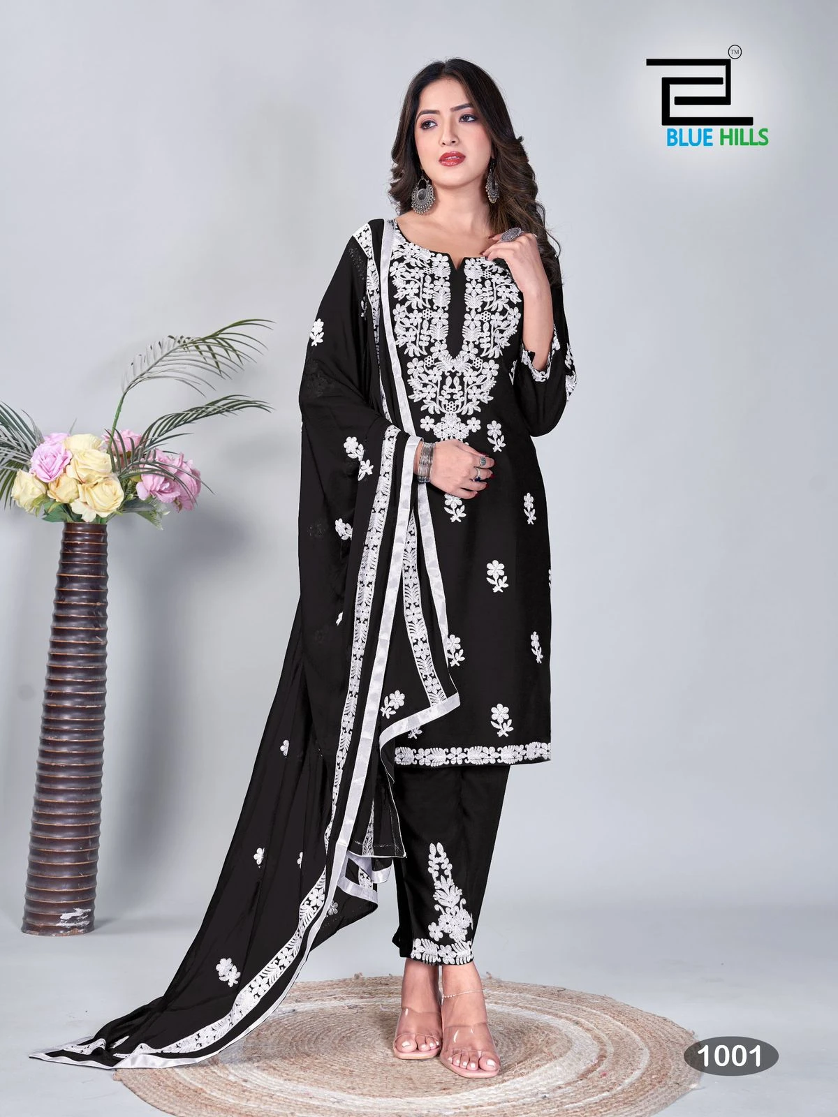 Blue Hills Black and White 14 Kg Rayon Wholesale Readymade Salwar Suit Catalog — Wholesale Salwar Suits, Blue Hills wholesale from Surat - Gallery Image 2